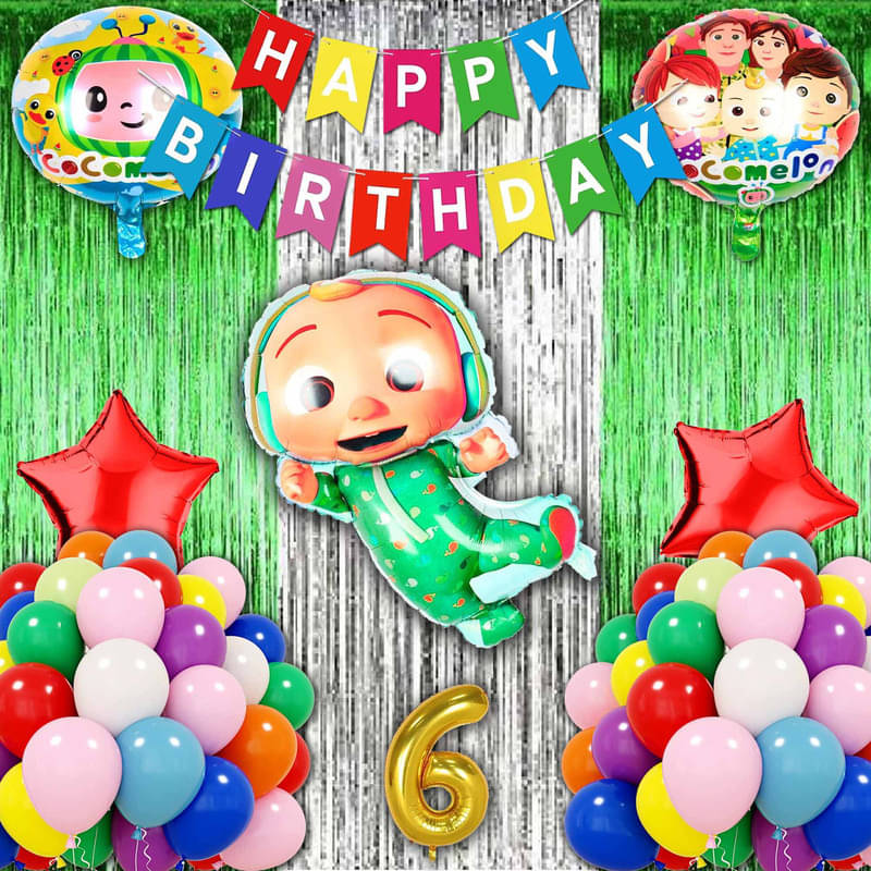 CRAZYKART Cocomelon Theme Sixth 6th Birthday Decoration Items For Boys Party Decoration Kit Balloon Combo Pack Of 40 Pcs Green CRAZYKART Cocomelon Theme Sixth 6th Birthday Decoration Items For Boys Party Decoration Kit Balloon Combo Pack Of 40 Pcs Green