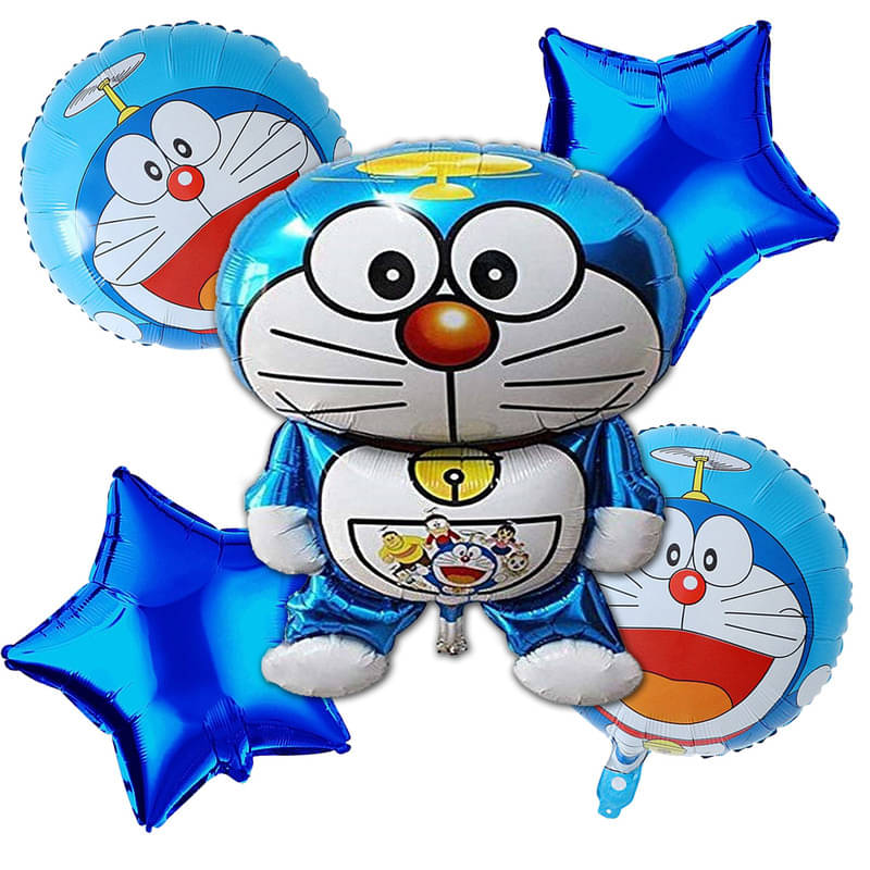 CRAZYKART Doraemon Theme Foil Balloon Set For Boys Birthday Party Decoration Items Pack Of 5 Pcs Blue     			CRAZYKART Doraemon Theme Foil Balloon Set For Boys Birthday Party Decoration Items Pack Of 5 Pcs Blue