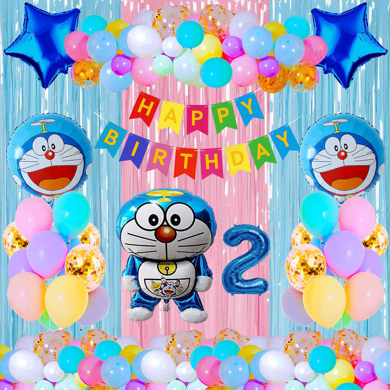 CRAZYKART Doraemon Theme Second 2nd Birthday Decoration Items For Boys Party Decoration Kit Balloon Combo Pack Of 40 Pcs Blue CRAZYKART Doraemon Theme Second 2nd Birthday Decoration Items For Boys Party Decoration Kit Balloon Combo Pack Of 40 Pcs Blue