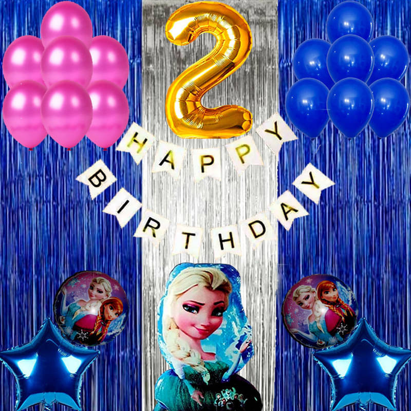 CRAZYKART Frozen Theme Second 2nd Birthday Decoration Items For Girls Party Decoration Kit Balloon Combo Pack Of 40 Pcs Blue CRAZYKART Frozen Theme Second 2nd Birthday Decoration Items For Girls Party Decoration Kit Balloon Combo Pack Of 40 Pcs Blue