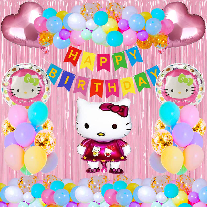     			CRAZYKART Hello Kitty Theme  Birthday Decoration Items For Girls Party Decoration Kit Balloon Combo Pack Of 38 Pcs Pink