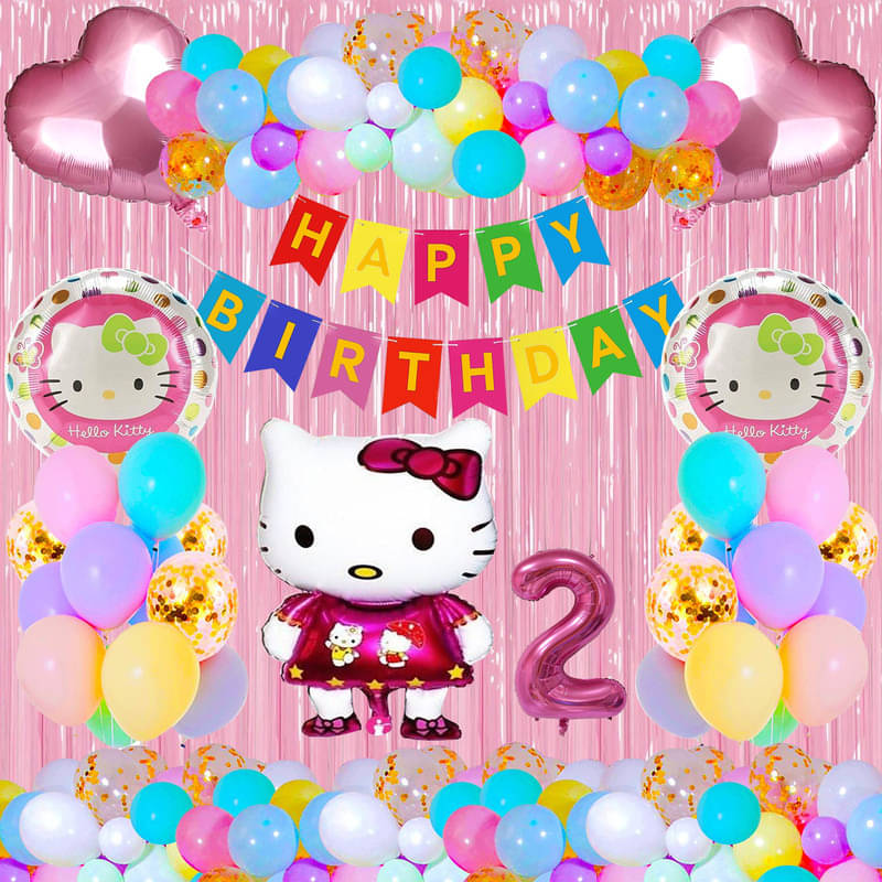 CRAZYKART Hello Kitty Theme Second 2nd Birthday Decoration Items For Girls Party Decoration Kit Balloon Combo Pack Of 39 Pcs Pink     			CRAZYKART Hello Kitty Theme Second 2nd Birthday Decoration Items For Girls Party Decoration Kit Balloon Combo Pack Of 39 Pcs Pink