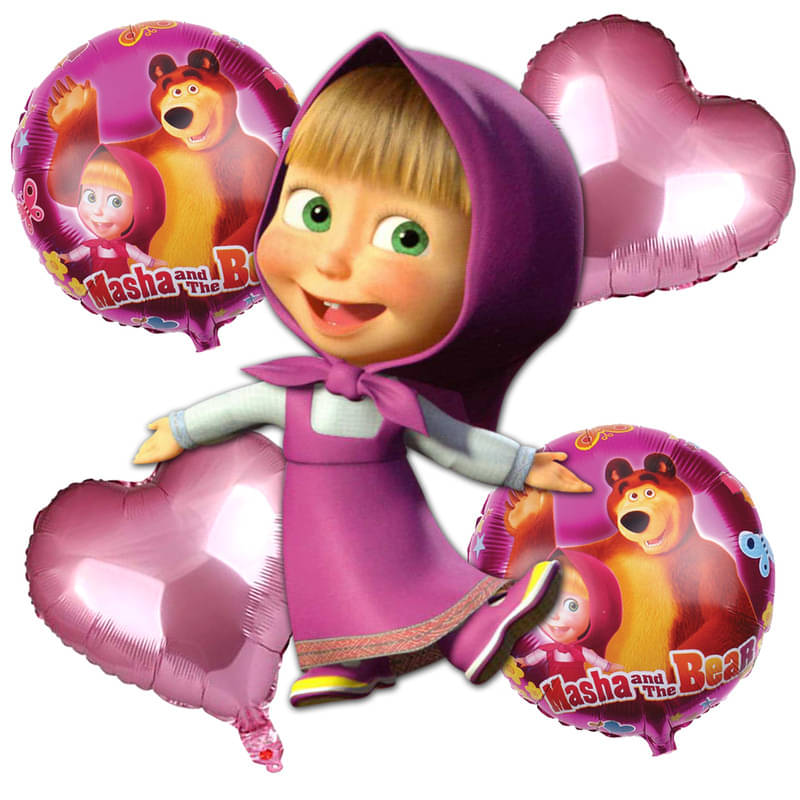     			CRAZYKART Masha Theme Foil Balloon Set For Girls Birthday Party Decoration Items Pack Of 5 Pcs Pink