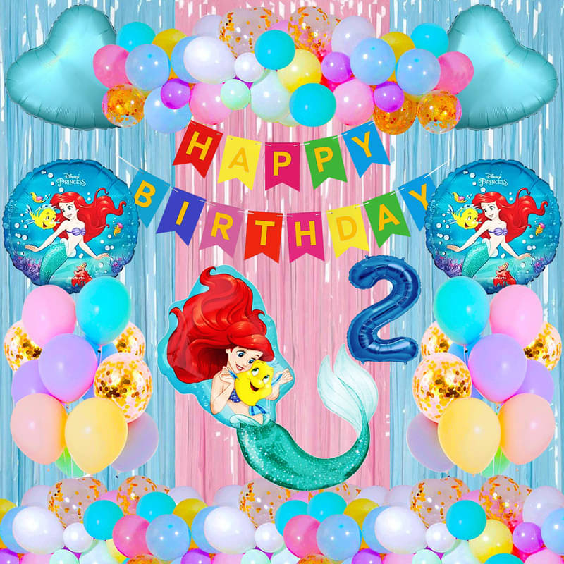 CRAZYKART Mermaid Theme Second 2nd Birthday Decoration Items For Girls Party Decoration Kit Balloon Combo Pack Of 40 Pcs Green CRAZYKART Mermaid Theme Second 2nd Birthday Decoration Items For Girls Party Decoration Kit Balloon Combo Pack Of 40 Pcs Green