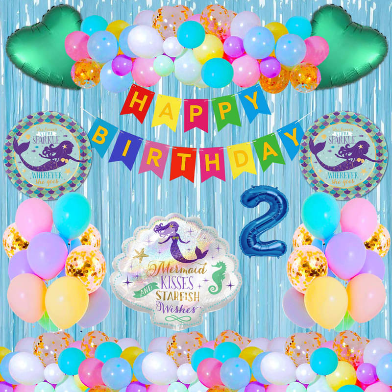 CRAZYKART Mermaid Theme Second 2nd Birthday Decoration Items For Girls Party Decoration Kit Balloon Combo Pack Of 39 Pcs Green     			CRAZYKART Mermaid Theme Second 2nd Birthday Decoration Items For Girls Party Decoration Kit Balloon Combo Pack Of 39 Pcs Green
