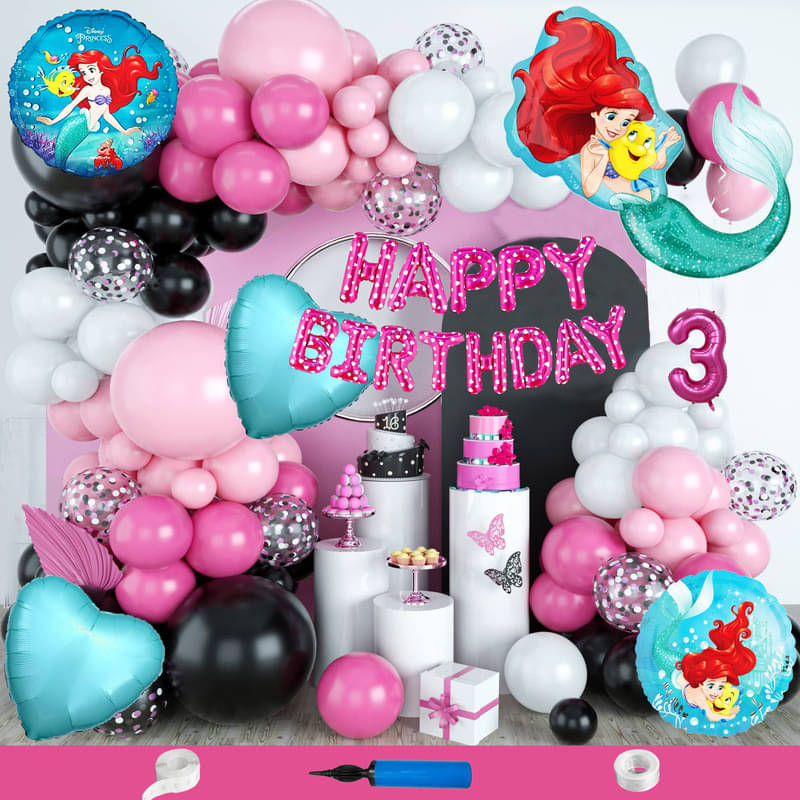 CRAZYKART Mermaid Theme Third 3rd Birthday Decoration Items For Girls Party Decoration Kit Balloon Combo Pack Of 115 Pcs Pink     			CRAZYKART Mermaid Theme Third 3rd Birthday Decoration Items For Girls Party Decoration Kit Balloon Combo Pack Of 115 Pcs Pink