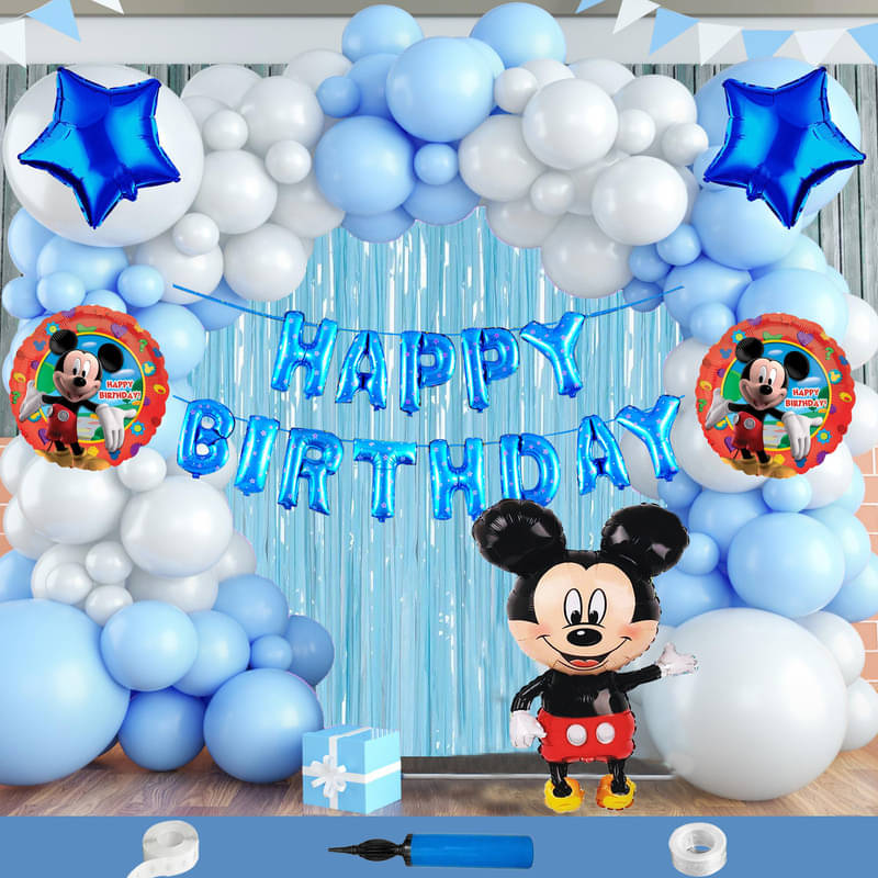 CRAZYKART Mickey Mouse Theme Birthday Decoration Items For Boys Party Decoration Kit Balloon Combo Pack Of 111 Pcs Blue CRAZYKART Mickey Mouse Theme Birthday Decoration Items For Boys Party Decoration Kit Balloon Combo Pack Of 111 Pcs Blue