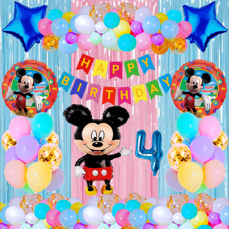     			CRAZYKART Mickey Mouse Theme Fourth 4th Birthday Decoration Items For Boys Party Decoration Kit Balloon Combo Pack Of 40 Pcs Red