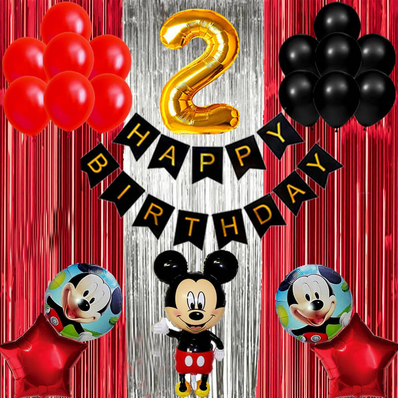 CRAZYKART Mickey Mouse Theme Second 2nd Birthday Decoration Items For Boys Party Decoration Kit Balloon Combo Pack Of 40 Pcs Red CRAZYKART Mickey Mouse Theme Second 2nd Birthday Decoration Items For Boys Party Decoration Kit Balloon Combo Pack Of 40 Pcs Red
