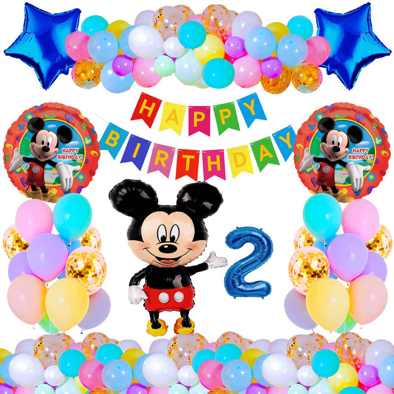     			CRAZYKART Mickey Mouse Theme Second 2nd Birthday Decoration Items For Boys Party Decoration Kit Balloon Combo Pack Of 37 Pcs Red