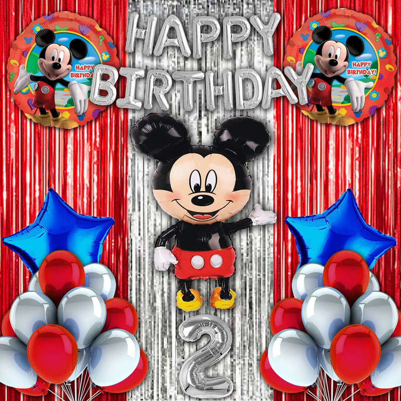     			CRAZYKART Mickey Mouse Theme Second 2nd Birthday Decoration Items For Boys Party Decoration Kit Balloon Combo Pack Of 40 Pcs Red