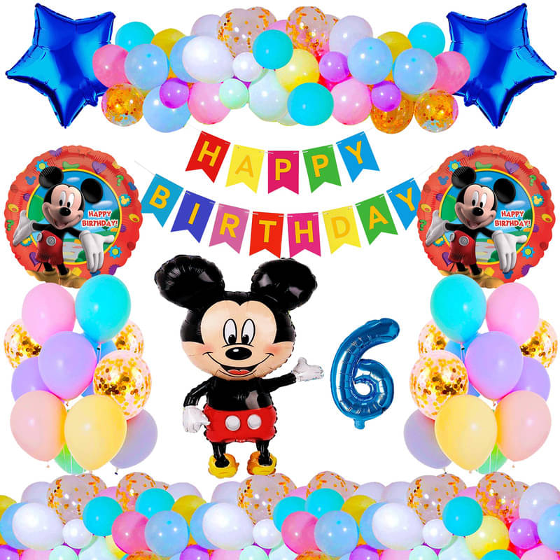     			CRAZYKART Mickey Mouse Theme Sixth 6th Birthday Decoration Items For Boys Party Decoration Kit Balloon Combo Pack Of 37 Pcs Red