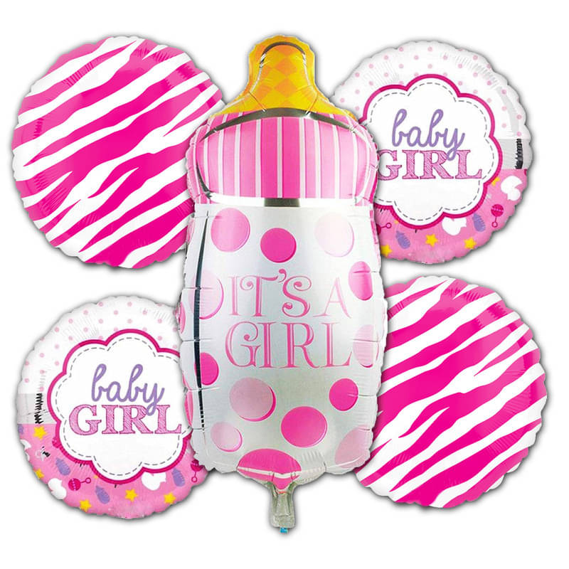 CRAZYKART Milk Bottle Theme Foil Balloon Set For Girls Birthday Party Decoration Items Pack Of 5 Pcs Pink     			CRAZYKART Milk Bottle Theme Foil Balloon Set For Girls Birthday Party Decoration Items Pack Of 5 Pcs Pink