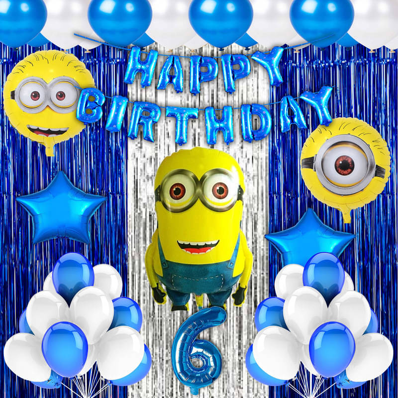 CRAZYKART Minions Theme Sixth 6th Birthday Decoration Items For Boys Party Decoration Kit Balloon Combo Pack Of 40 Pcs Blue     			CRAZYKART Minions Theme Sixth 6th Birthday Decoration Items For Boys Party Decoration Kit Balloon Combo Pack Of 40 Pcs Blue