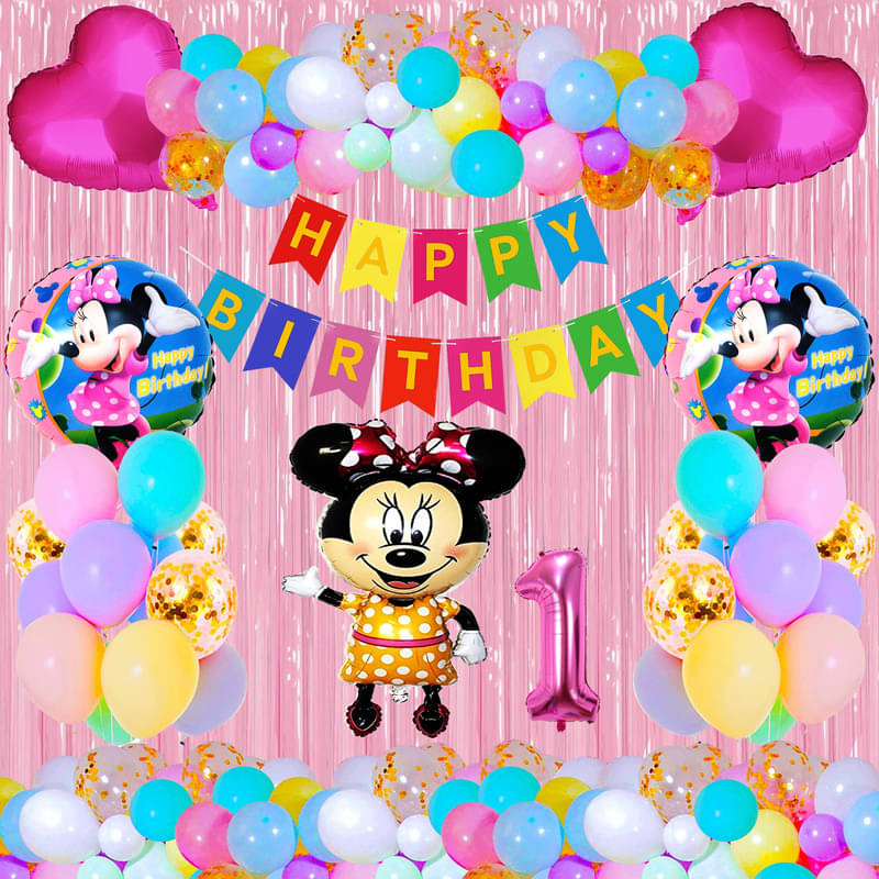 CRAZYKART Minnie Mouse Theme First 1st Birthday Decoration Items For Girls Party Decoration Kit Balloon Combo Pack Of 39 Pcs Yellow     			CRAZYKART Minnie Mouse Theme First 1st Birthday Decoration Items For Girls Party Decoration Kit Balloon Combo Pack Of 39 Pcs Yellow