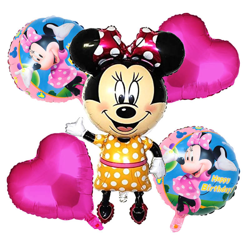     			CRAZYKART Minnie Mouse Theme Foil Balloon Set For Girls Birthday Party Decoration Items Pack Of 5 Pcs Pink