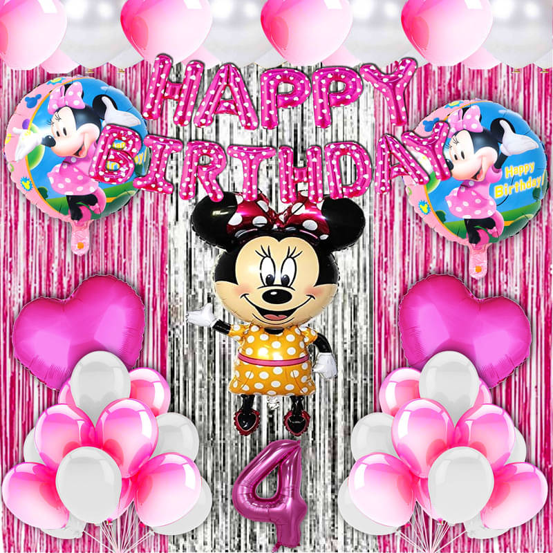 CRAZYKART Minnie Mouse Theme Fourth 4th Birthday Decoration Items For Girls Party Decoration Kit Balloon Combo Pack Of 40 Pcs Pink     			CRAZYKART Minnie Mouse Theme Fourth 4th Birthday Decoration Items For Girls Party Decoration Kit Balloon Combo Pack Of 40 Pcs Pink