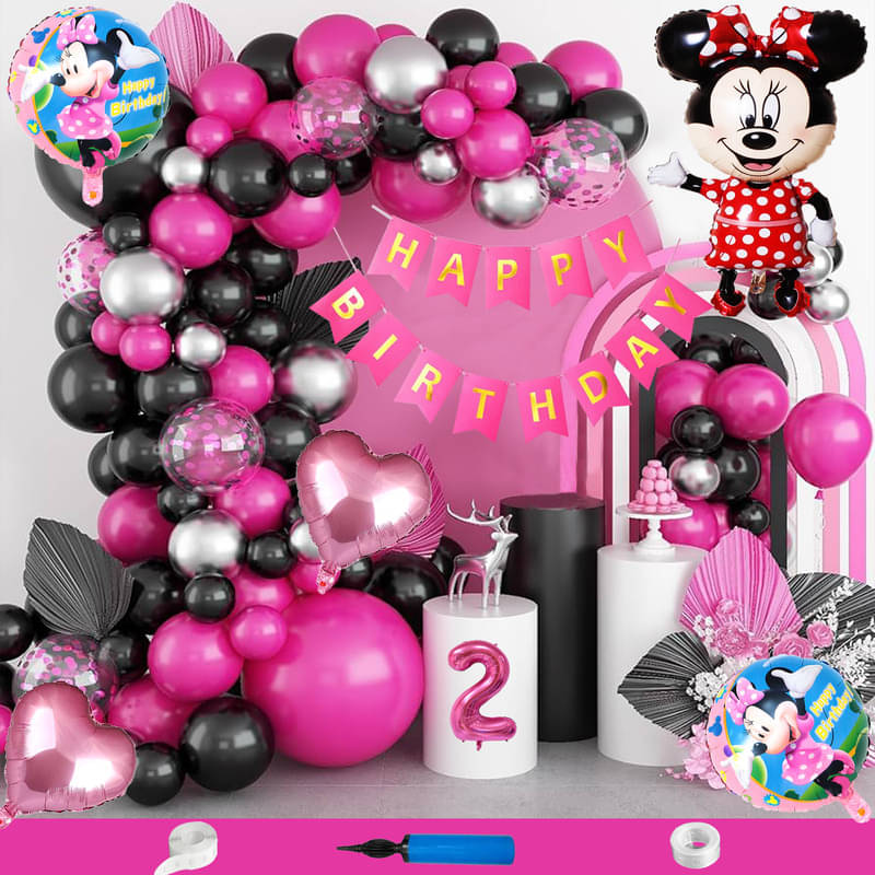 CRAZYKART Minnie Mouse Theme Second 2nd Birthday Decoration Items For Girls Party Decoration Kit Balloon Combo Pack Of 90 Pcs Pink     			CRAZYKART Minnie Mouse Theme Second 2nd Birthday Decoration Items For Girls Party Decoration Kit Balloon Combo Pack Of 90 Pcs Pink