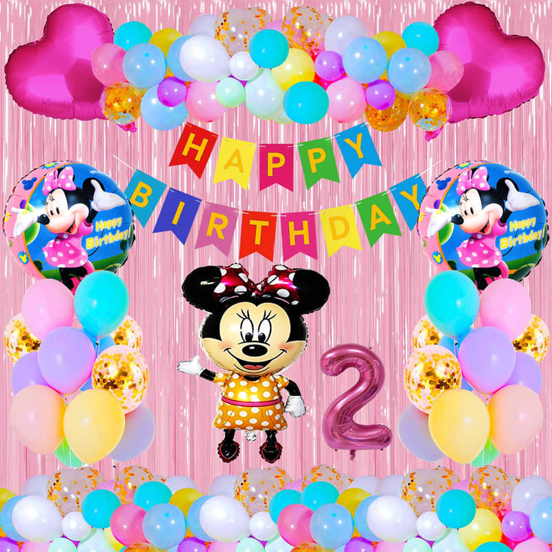 CRAZYKART Minnie Mouse Theme Second 2nd Birthday Decoration Items For Girls Party Decoration Kit Balloon Combo Pack Of 39 Pcs Yellow     			CRAZYKART Minnie Mouse Theme Second 2nd Birthday Decoration Items For Girls Party Decoration Kit Balloon Combo Pack Of 39 Pcs Yellow