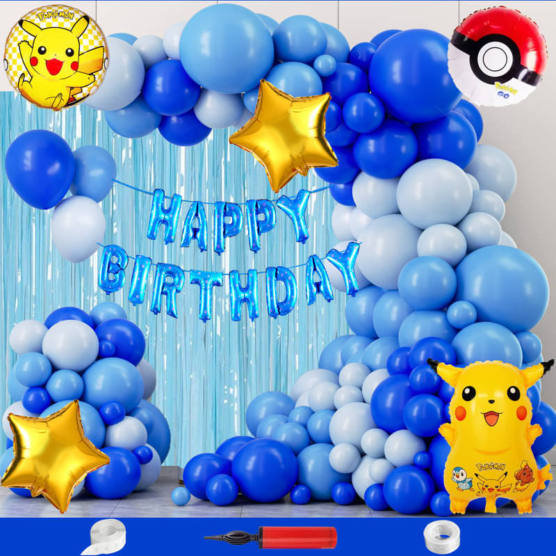 CRAZYKART Pikachu Pokemon Theme  Birthday Decoration Items For Boys Party Decoration Kit Balloon Combo Pack Of 111 Pcs Blue     			CRAZYKART Pikachu Pokemon Theme  Birthday Decoration Items For Boys Party Decoration Kit Balloon Combo Pack Of 111 Pcs Blue