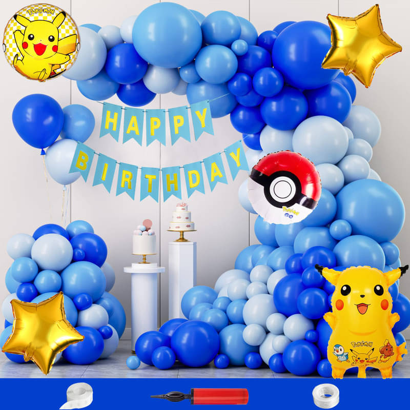 CRAZYKART Pikachu Pokemon Theme  Birthday Decoration Items For Boys Party Decoration Kit Balloon Combo Pack Of 109 Pcs Blue     			CRAZYKART Pikachu Pokemon Theme  Birthday Decoration Items For Boys Party Decoration Kit Balloon Combo Pack Of 109 Pcs Blue
