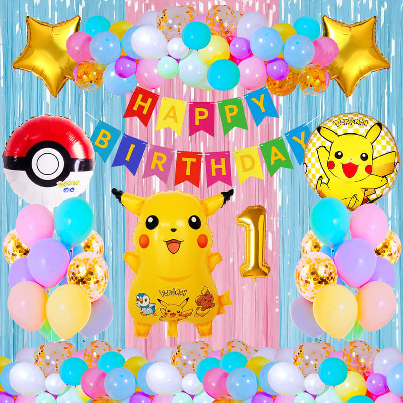 CRAZYKART Pikachu Pokemon Theme First 1st Birthday Decoration Items For Boys Party Decoration Kit Balloon Combo Pack Of 40 Pcs Yellow     			CRAZYKART Pikachu Pokemon Theme First 1st Birthday Decoration Items For Boys Party Decoration Kit Balloon Combo Pack Of 40 Pcs Yellow