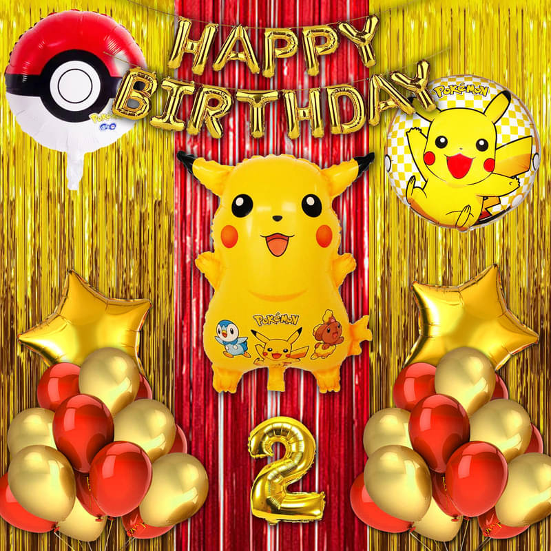 CRAZYKART Pikachu Pokemon Theme Second 2nd Birthday Decoration Items For Boys Party Decoration Kit Balloon Combo Pack Of 40 Pcs Yellow CRAZYKART Pikachu Pokemon Theme Second 2nd Birthday Decoration Items For Boys Party Decoration Kit Balloon Combo Pack Of 40 Pcs Yellow