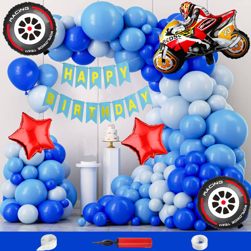 CRAZYKART Racing Bike Theme Birthday Decoration Items For Boys Party Decoration Kit Balloon Combo Pack Of 109 Pcs Red CRAZYKART Racing Bike Theme Birthday Decoration Items For Boys Party Decoration Kit Balloon Combo Pack Of 109 Pcs Red
