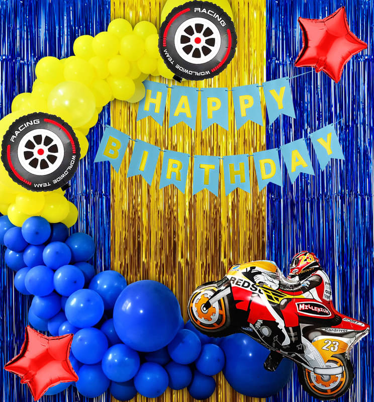    			CRAZYKART Racing Bike Theme  Birthday Decoration Items For Boys Party Decoration Kit Balloon Combo Pack Of 39 Pcs Red