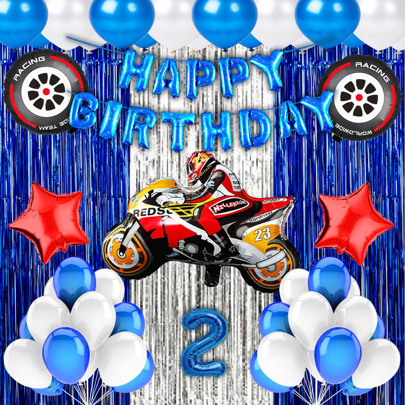 CRAZYKART Racing Bike Theme Second 2nd Birthday Decoration Items For Boys Party Decoration Kit Balloon Combo Pack Of 40 Pcs Red CRAZYKART Racing Bike Theme Second 2nd Birthday Decoration Items For Boys Party Decoration Kit Balloon Combo Pack Of 40 Pcs Red