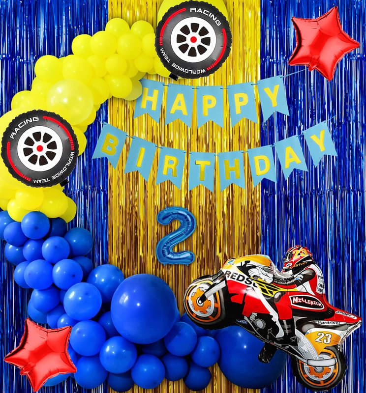 CRAZYKART Racing Bike Theme Second 2nd Birthday Decoration Items For Boys Party Decoration Kit Balloon Combo Pack Of 40 Pcs Red CRAZYKART Racing Bike Theme Second 2nd Birthday Decoration Items For Boys Party Decoration Kit Balloon Combo Pack Of 40 Pcs Red