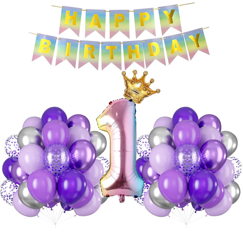 CRAZYKART Rainbow Shade Number Crown Theme First 1st Birthday Decoration Items For Girls Party Decoration Kit Balloon Combo Pack Of 48 Pcs Multicolor CRAZYKART Rainbow Shade Number Crown Theme First 1st Birthday Decoration Items For Girls Party Decoration Kit Balloon Combo Pack Of 48 Pcs Multicolor