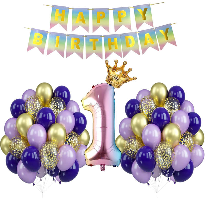 CRAZYKART Rainbow Shade Number Crown Theme First 1st Birthday Decoration Items For Girls Party Decoration Kit Balloon Combo Pack Of 38 Pcs Multicolor CRAZYKART Rainbow Shade Number Crown Theme First 1st Birthday Decoration Items For Girls Party Decoration Kit Balloon Combo Pack Of 38 Pcs Multicolor