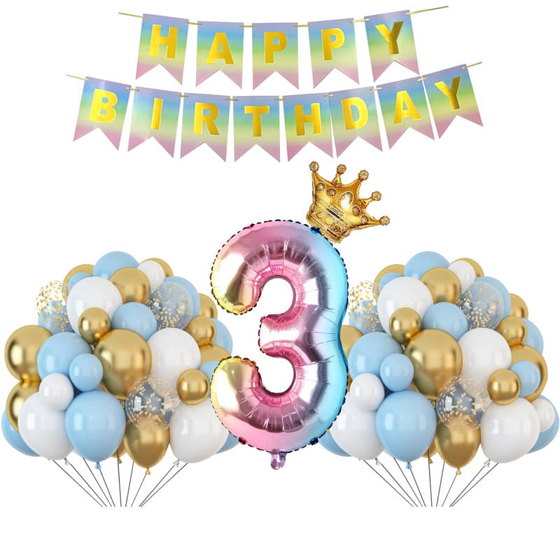 CRAZYKART Rainbow Shade Number Crown Theme Third 3rd Birthday Decoration Items For Boys Party Decoration Kit Balloon Combo Pack Of 38 Pcs Multicolor CRAZYKART Rainbow Shade Number Crown Theme Third 3rd Birthday Decoration Items For Boys Party Decoration Kit Balloon Combo Pack Of 38 Pcs Multicolor