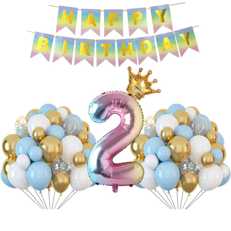 CRAZYKART Rainbow Shade Number Crown Theme Second 2nd Birthday Decoration Items For Boys Party Decoration Kit Balloon Combo Pack Of 38 Pcs Multicolor CRAZYKART Rainbow Shade Number Crown Theme Second 2nd Birthday Decoration Items For Boys Party Decoration Kit Balloon Combo Pack Of 38 Pcs Multicolor