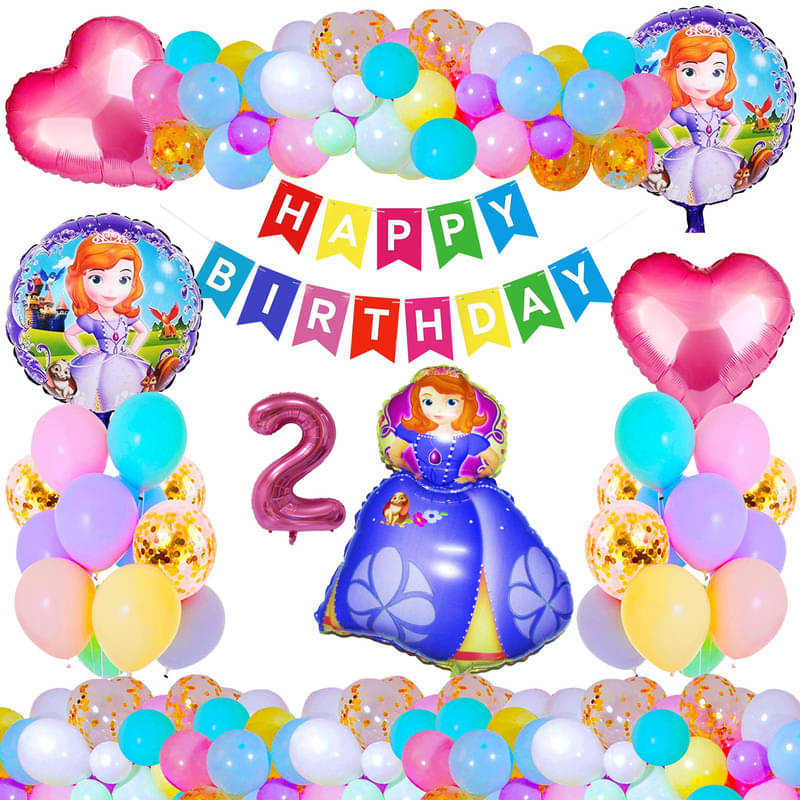     			CRAZYKART Sofia Theme Second 2nd Birthday Decoration Items For Girls Party Decoration Kit Balloon Combo Pack Of 37 Pcs Blue