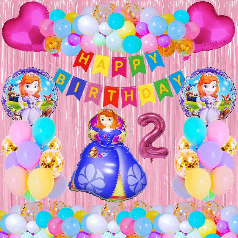CRAZYKART Sofia Theme Second 2nd Birthday Decoration Items For Girls Party Decoration Kit Balloon Combo Pack Of 39 Pcs Blue CRAZYKART Sofia Theme Second 2nd Birthday Decoration Items For Girls Party Decoration Kit Balloon Combo Pack Of 39 Pcs Blue