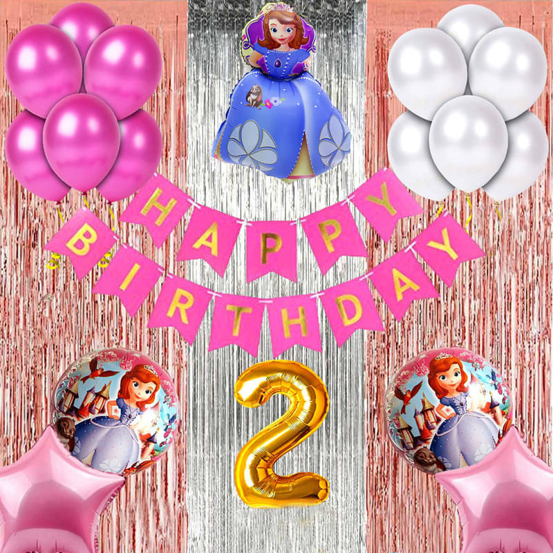 CRAZYKART Sofia Theme Second 2nd Birthday Decoration Items For Girls Party Decoration Kit Balloon Combo Pack Of 40 Pcs Pink CRAZYKART Sofia Theme Second 2nd Birthday Decoration Items For Girls Party Decoration Kit Balloon Combo Pack Of 40 Pcs Pink
