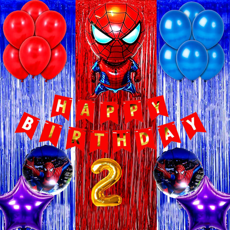 CRAZYKART Spiderman Theme Second 2nd Birthday Decoration Items For Boys Party Decoration Kit Balloon Combo Pack Of 40 Pcs Blue     			CRAZYKART Spiderman Theme Second 2nd Birthday Decoration Items For Boys Party Decoration Kit Balloon Combo Pack Of 40 Pcs Blue