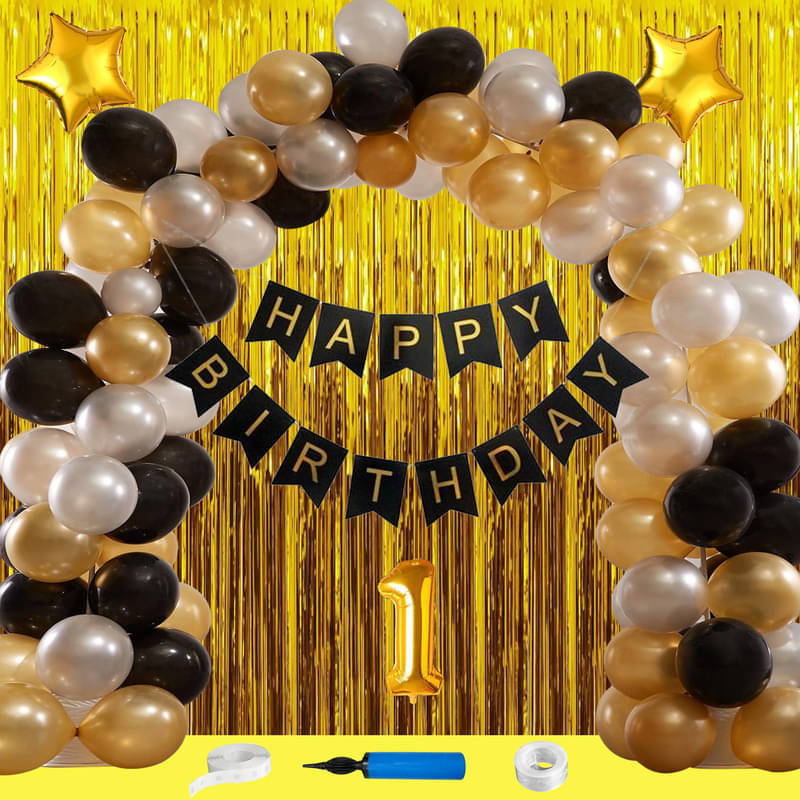 CRAZYKART Star Theme First 1st Birthday Decoration Items For Boys Party Decoration Kit Balloon Combo Pack Of 69 Pcs Gold CRAZYKART Star Theme First 1st Birthday Decoration Items For Boys Party Decoration Kit Balloon Combo Pack Of 69 Pcs Gold