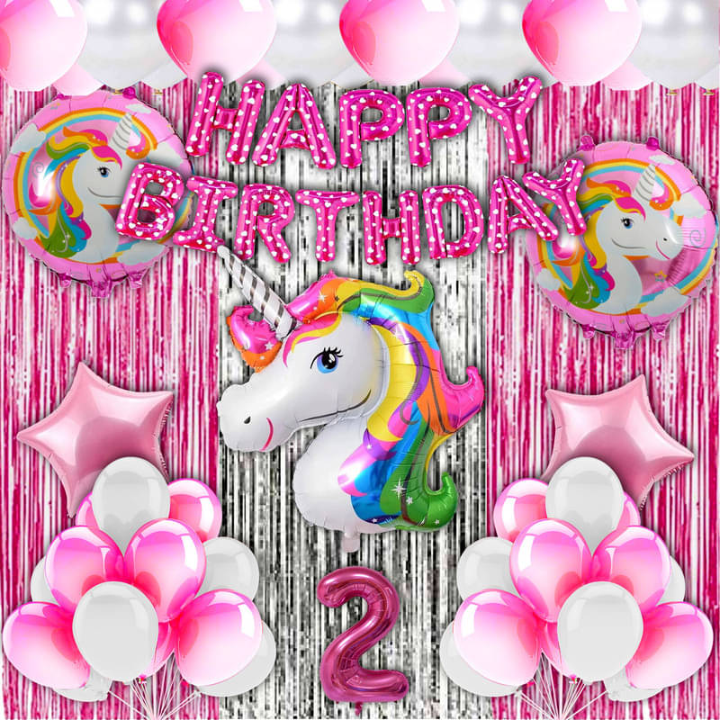 CRAZYKART Unicorn Theme Second 2nd Birthday Decoration Items For Girls Party Decoration Kit Balloon Combo Pack Of 40 Pcs Pink     			CRAZYKART Unicorn Theme Second 2nd Birthday Decoration Items For Girls Party Decoration Kit Balloon Combo Pack Of 40 Pcs Pink