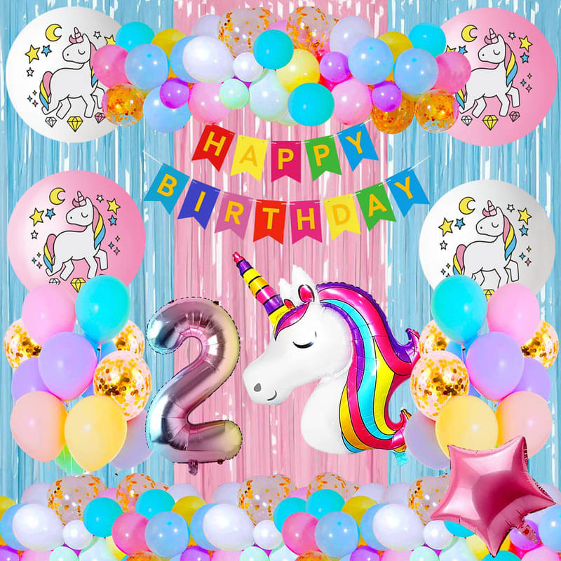CRAZYKART Unicorn Theme Second 2nd Birthday Decoration Items For Boys Party Decoration Kit Balloon Combo Pack Of 41 Pcs Blue CRAZYKART Unicorn Theme Second 2nd Birthday Decoration Items For Boys Party Decoration Kit Balloon Combo Pack Of 41 Pcs Blue