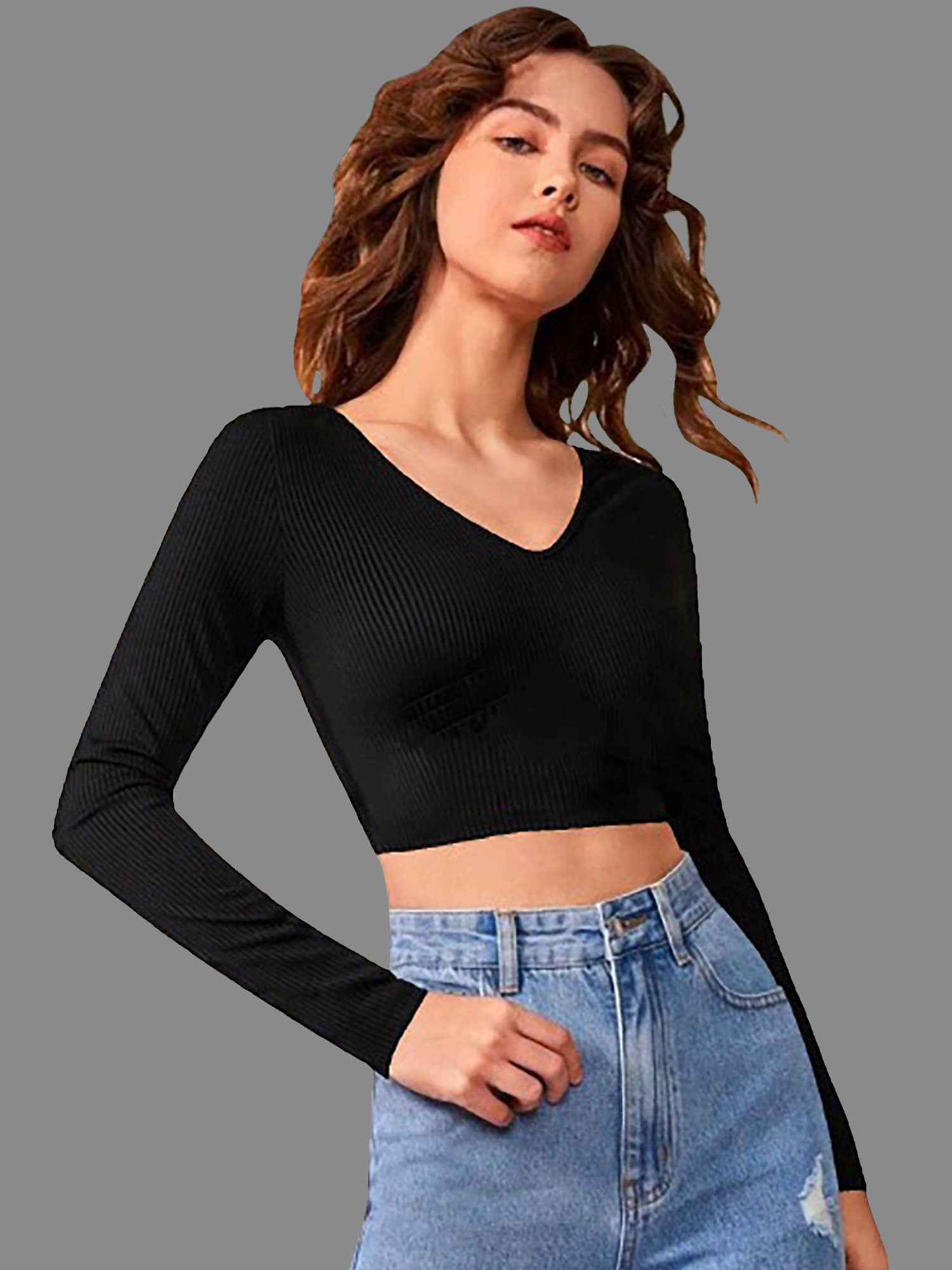 Dream Beauty Fashion Women's Polyester Crop Top ( Black )