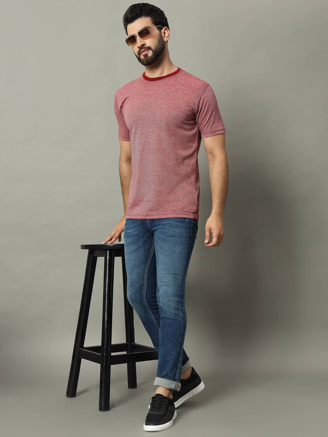     			GET GOLF Cotton Blend Regular Fit Self Design Half Sleeves Men's Round T-Shirt - Red ( Pack of 1 )