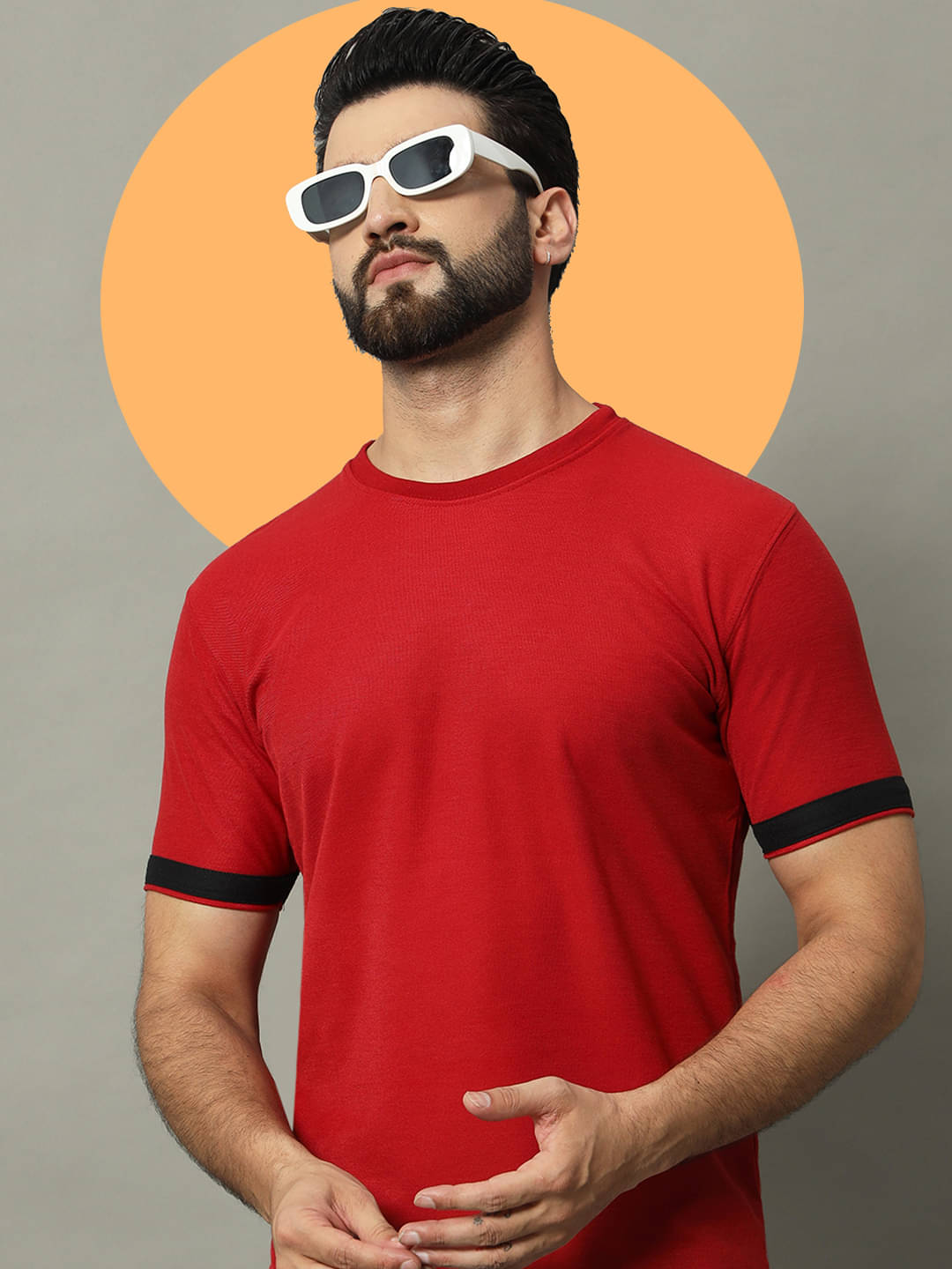     			GET GOLF Cotton Blend Regular Fit Solid Half Sleeves Men's Round T-Shirt - Red ( Pack of 1 )