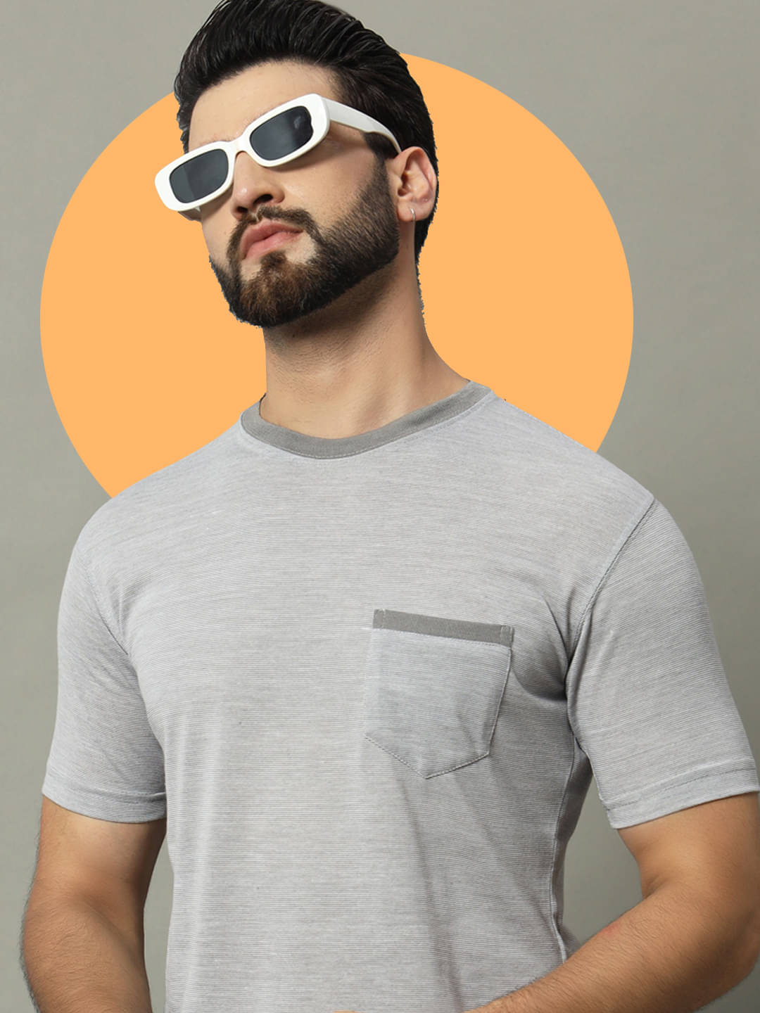 GET GOLF Cotton Blend Regular Fit Self Design Half Sleeves Men's Round T-Shirt - Grey ( Pack of 1 ) GET GOLF Cotton Blend Regular Fit Self Design Half Sleeves Men's Round T-Shirt - Grey ( Pack of 1 )