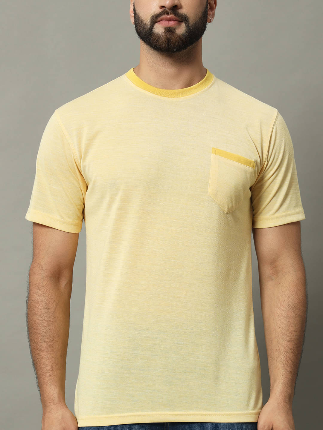 GET GOLF Cotton Blend Regular Fit Self Design Half Sleeves Men's Round T-Shirt - Yellow ( Pack of 1 ) GET GOLF Cotton Blend Regular Fit Self Design Half Sleeves Men's Round T-Shirt - Yellow ( Pack of 1 )
