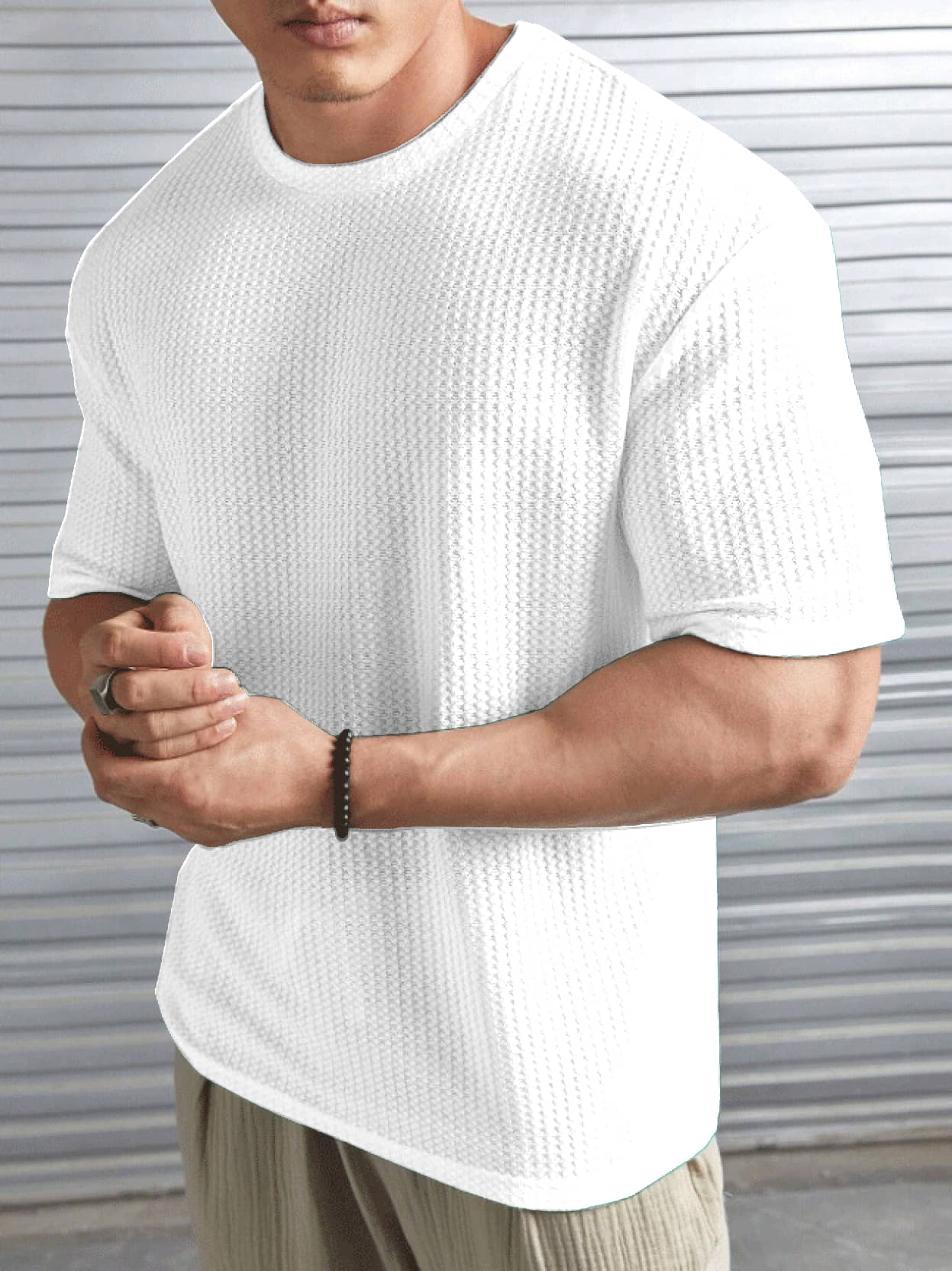 Hushbucks Polyester Regular Fit Self Design Half Sleeves Men's Round T-Shirt - White ( Pack of 1 ) Hushbucks Polyester Regular Fit Self Design Half Sleeves Men's Round T-Shirt - White ( Pack of 1 )