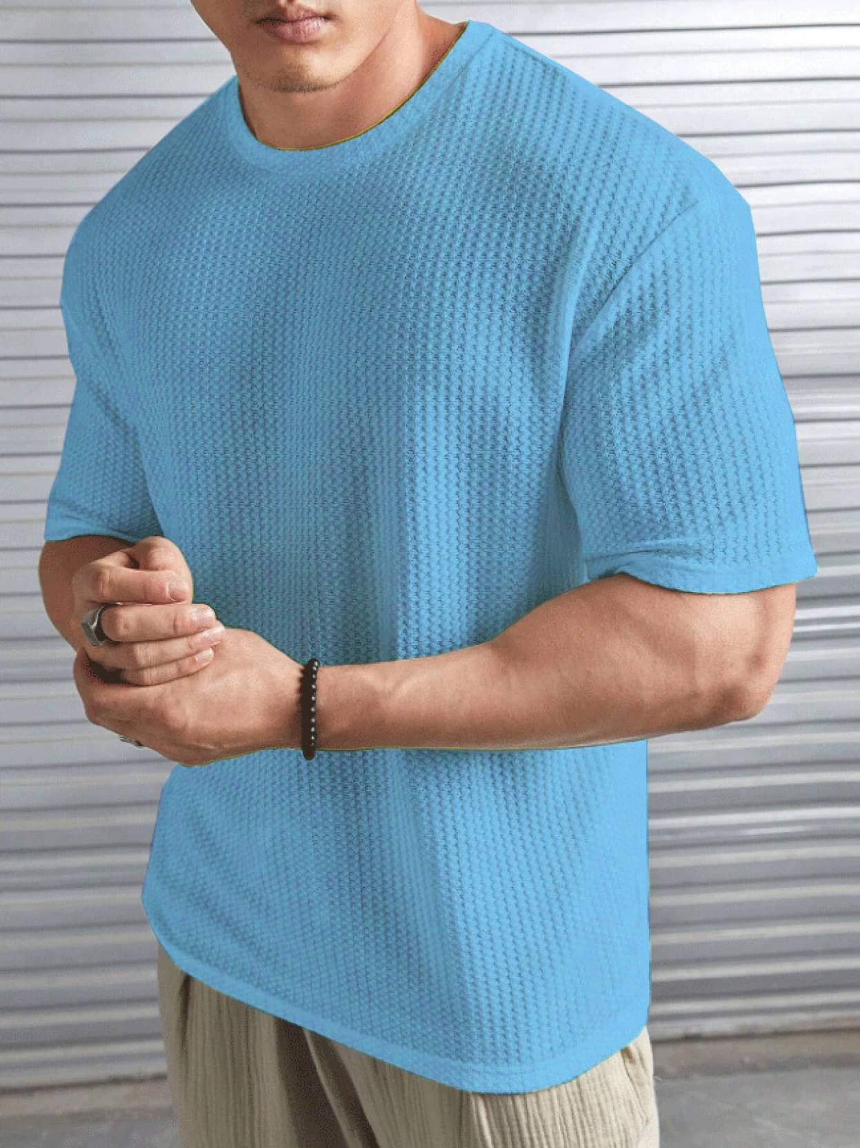 Hushbucks Polyester Regular Fit Self Design Half Sleeves Men's Round T-Shirt - Aqua Blue ( Pack of 1 ) Hushbucks Polyester Regular Fit Self Design Half Sleeves Men's Round T-Shirt - Aqua Blue ( Pack of 1 )