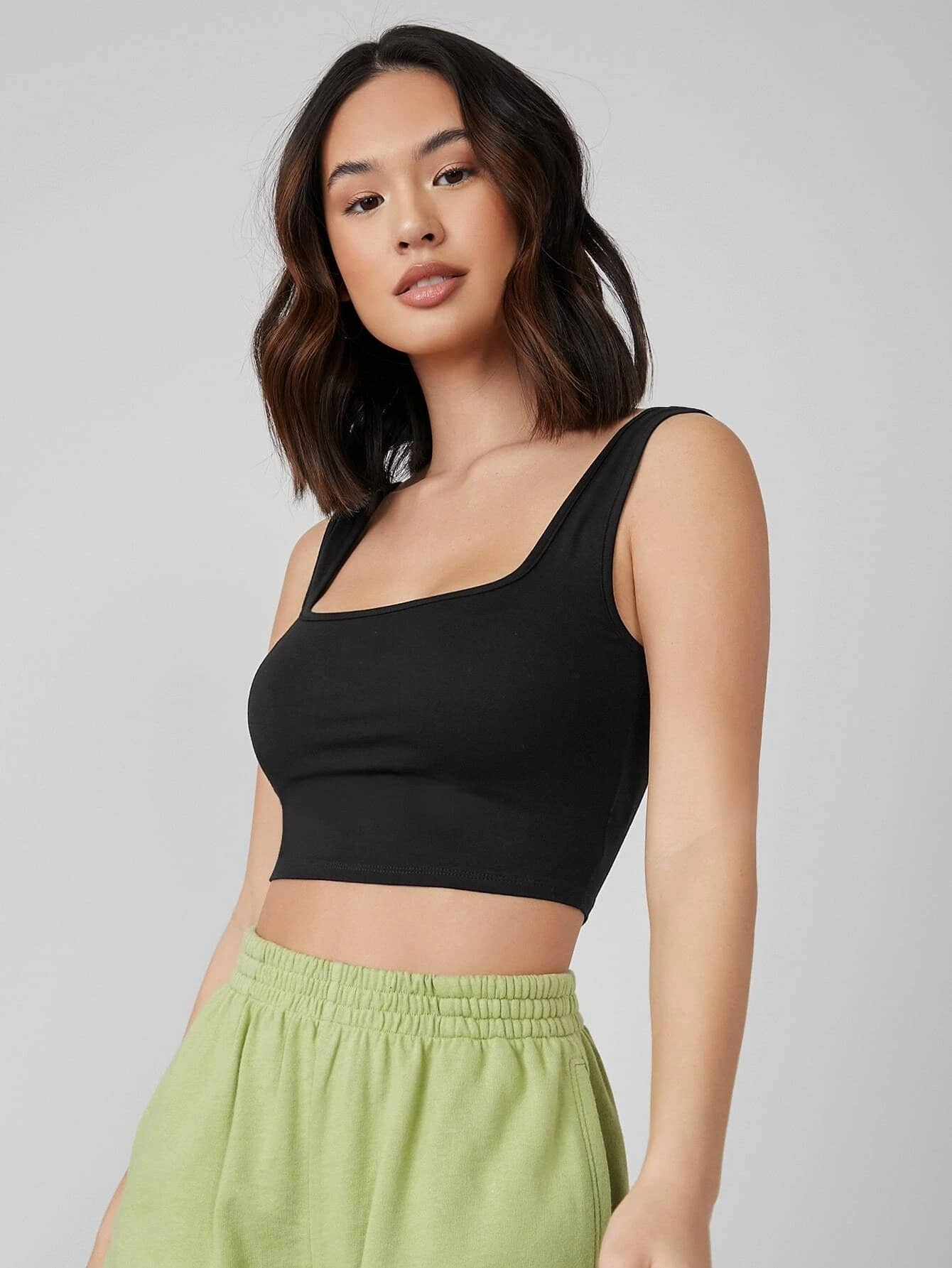 Istyle Can Women's Hosiery Crop Top ( Black )